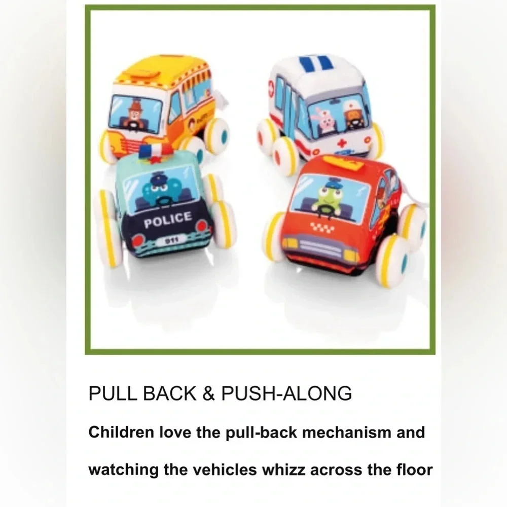 SET: Tippi | Soft Play Cloth Car Set -  Set of 4 Baby Cars.